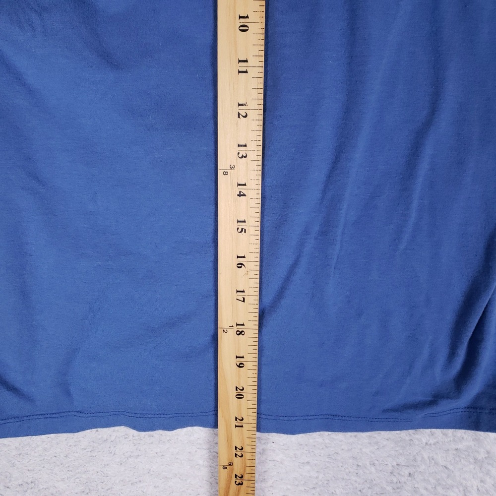 LL Bean Faux Wrap Top Womens Large Blue Supima Cotton Modal Long Sleeve Casual - Picture 7 of 7